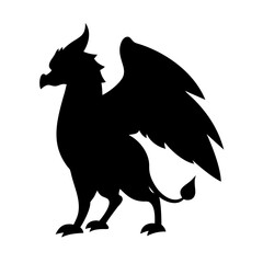 Griffin silhouette vector illustration mythical creature winged beast fantasy art griffin graphic animal design black griffin clipart image