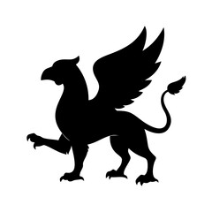 Griffin silhouette vector illustration heraldic griffin mythical creature griffin animal design art logo icon