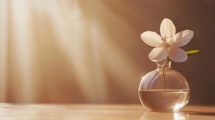 White flower in glass vase minimalist nature photography