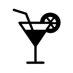 Cocktail drink beverage alcohol party bar martini lime lemon slice straw refreshment summer icon vector