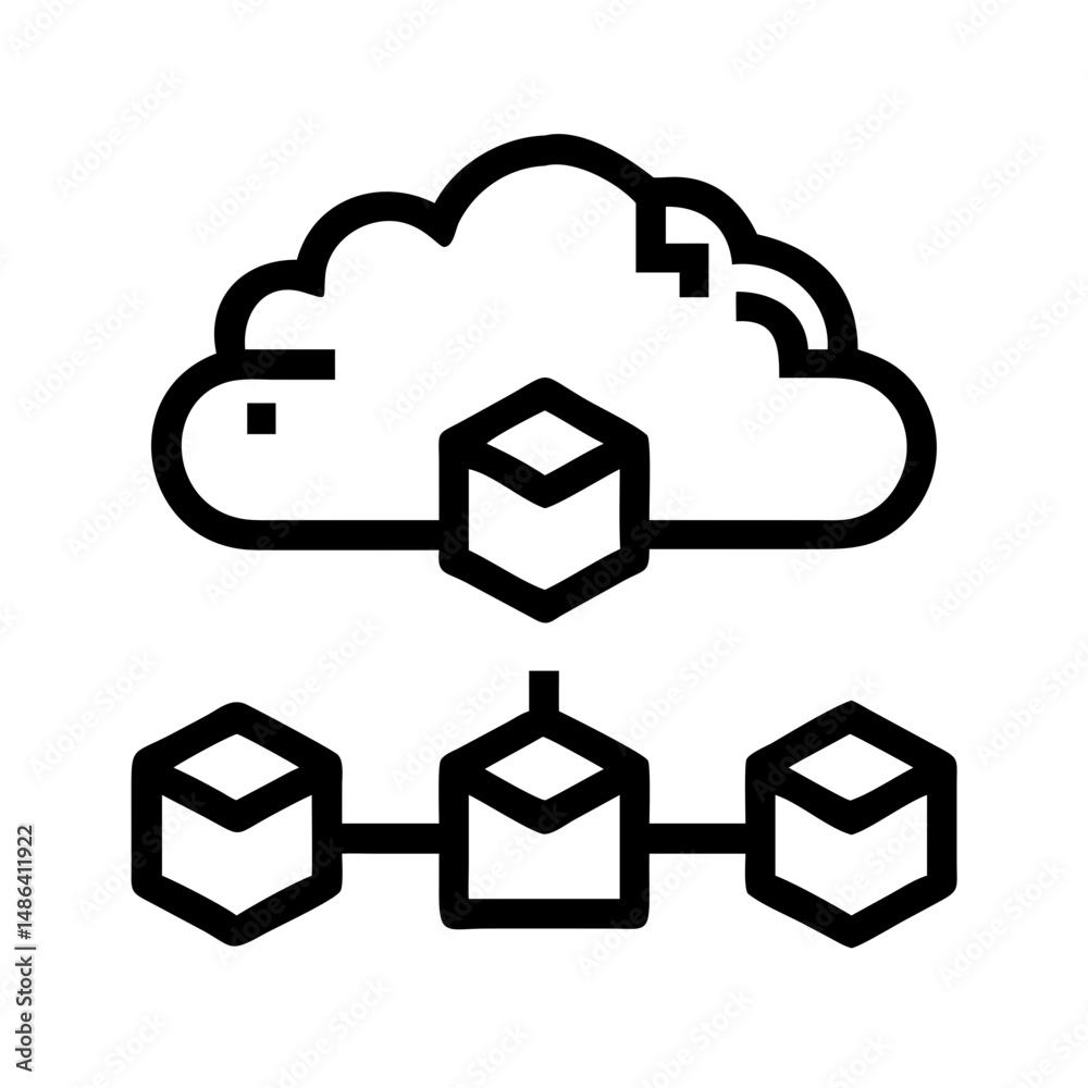 Poster Cloud computing network data storage server database system technology connection infrastructure cubes