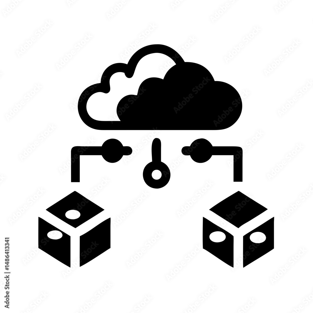 Poster Cloud computing network data storage server database information technology system architecture diagram