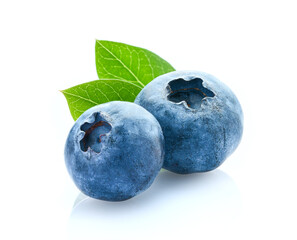 Blueberry with leaves in closeup