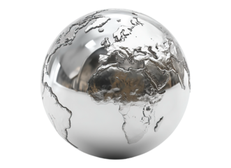 Isolated Reflective Silver Globe