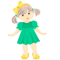 girl doll with yellow bow vector no background