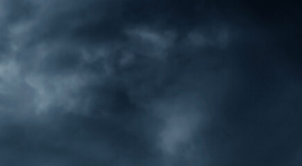 Stormy dark cloudy sky. Pollution, PM 2.5, Carbon dioxide and environment problems concept. Halloween, scary scene thunderstorm and rainy season backdrop.