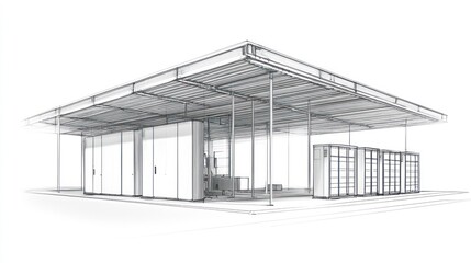 Architectural Design Sketch of Modern Pavilion