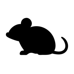 Black silhouette of a mouse vector image for graphic design and illustration projects isolated art