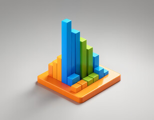 graph icon in cartoon plastic 3D style