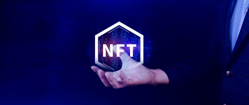 NFT non fungible token for crypto art blockchain technology concept. , investing or trading NFT on cryptocurrency, digital asset, art work and digital ledger