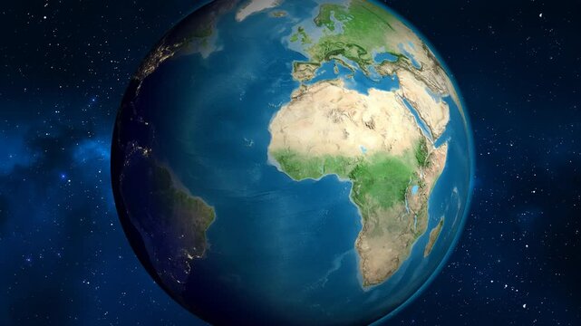 Guinea on the globe. Outline. Satellite map. No labels