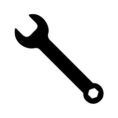 Isolated black wrench tool vector illustration for repair maintenance and construction work