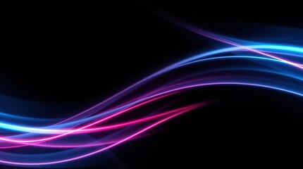 Elegant Luminescence: Captivating abstract visual of flowing, neon-colored light trails against a deep black background, creating a sense of dynamic movement and artistic flair. 