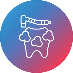 Dental Cleaning Line Gradient Circle Background Icon