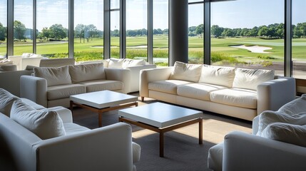 Luxurious Golf Course Lounge with Panoramic View