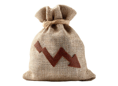 Money bag with declining arrow