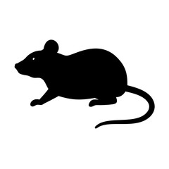 Black mouse silhouette vector illustration rodent animal pet pest control drawing design graphic art