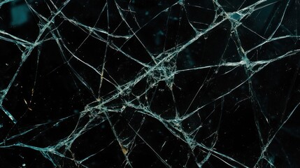 Intricate network of fractures on a dark surface.