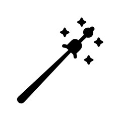 Magic wand vector illustration, magical stick with stars, fantasy wizard tool, fairy tale item