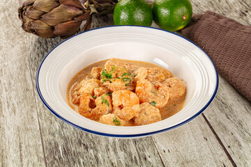 Prawn in white cream sauce