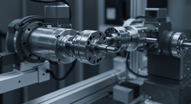 Precision engineering closeup showcasing complex servo motor cluster assembly