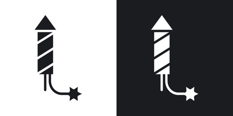 Fireworks rocket sign. flat style design.