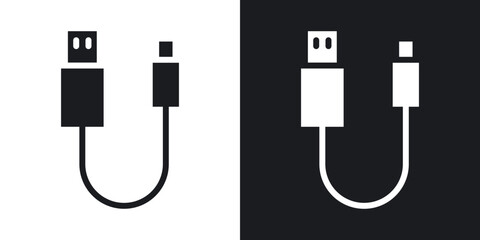 USB cable icons. flat style design.