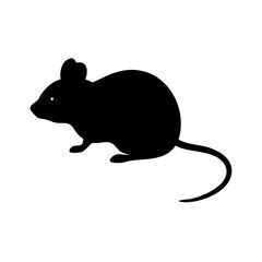 Isolated black silhouette of a mouse rodent vector illustration pest control animal drawing design