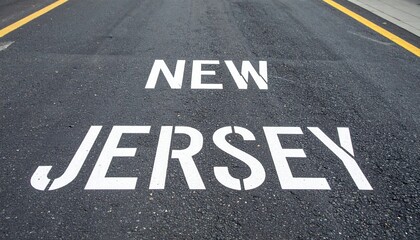 New jersey road marking on asphalt street with yellow lines