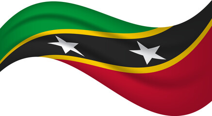 Saint Kitts and Nevis wavy flag, waving flag vector illustration