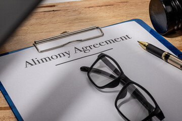 Alimony Agreement Document with Gavel – Legal Spousal Support Concept