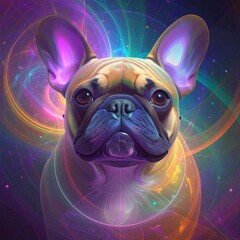 French Bulldog in digital art theme