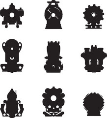 Steampunk Silhouette: Gears, Cogs, & Mechanical Design Elements Vector