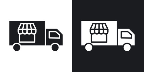 Food truck icons. flat style design.