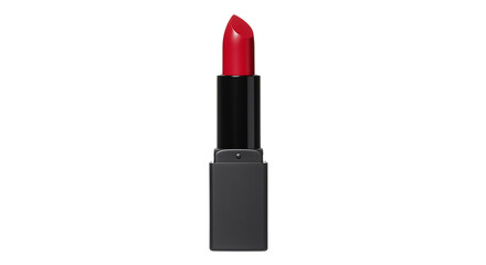 Fototapeta premium Red lipstick standing on white background representing beauty and cosmetics