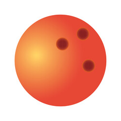 Bowling ball. Orange shiny bowling ball isolated on white background. Sports, freetime, activity and recreation concept. Vector illustratio EPS 10