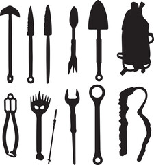 Silhouette Tools Vector: Gardening, Repair, and Household Equipment Art