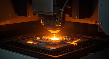 Fototapeta premium Electrical Discharge Machining: Precision Manufacturing with Intense Light Discharge