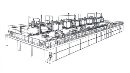 Fototapeta premium Industrial Plant Design Outline - Elevated Platform