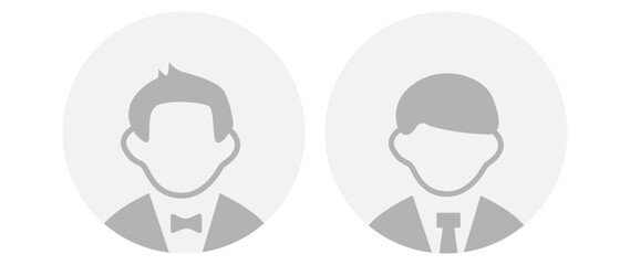 Vector flat illustration in grayscale. Avatar, user profile, person icon, gender neutral silhouette, profile picture. Suitable for social media profiles, icons, screensavers and as a template.