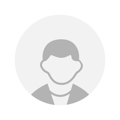 Vector flat illustration in grayscale. Avatar, user profile, person icon, gender neutral silhouette, profile picture. Suitable for social media profiles, icons, screensavers and as a template.