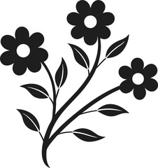Stylized Floral Plant Silhouette with Curved Stems and Blooming Flowers