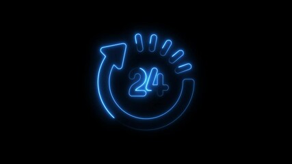 24 hour availability animated neon sign showing around the clock service support