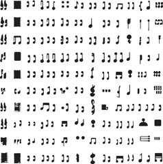 Musical Notation Symbols Collection: Black and White Music Notes