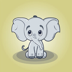 happy elephant  cartoon vector free art illustration