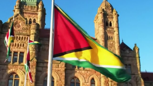 flag of guyana in independence day 