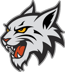 Wolf head tattoo mascot in tribal vector art style with wild animal features