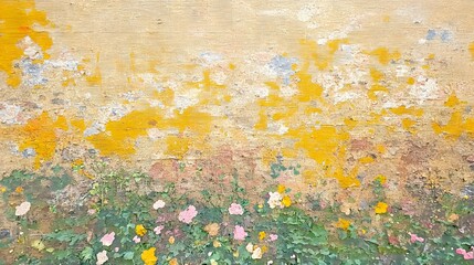 Abstract Floral Wall Art Yellow Texture Painting