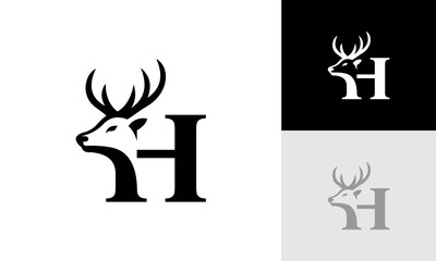 letter H deer logo