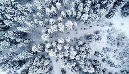 High-angle view of a snow-covered forest.